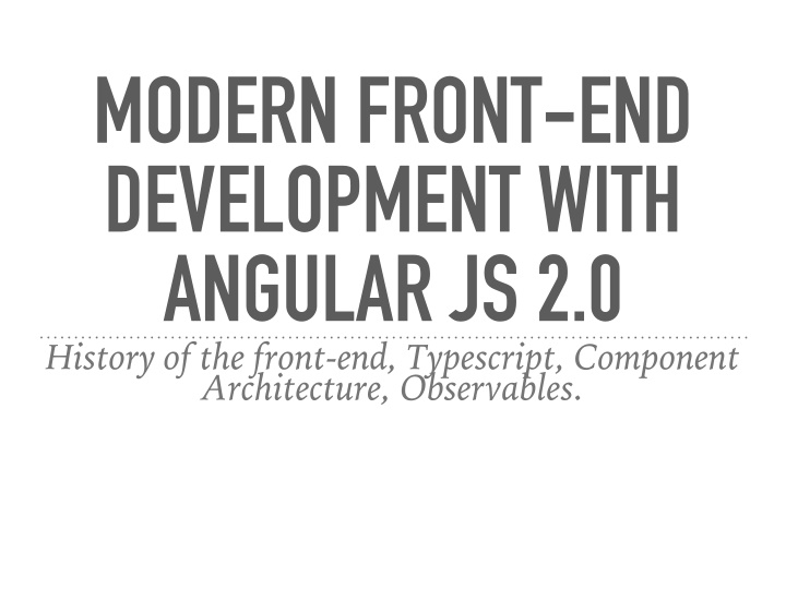 modern front end development with angular