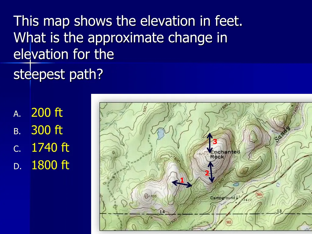 this map shows the elevation in feet what