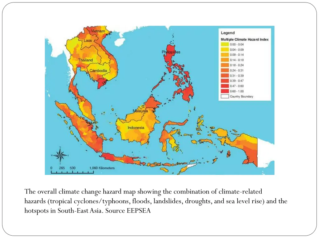 the overall climate change hazard map showing