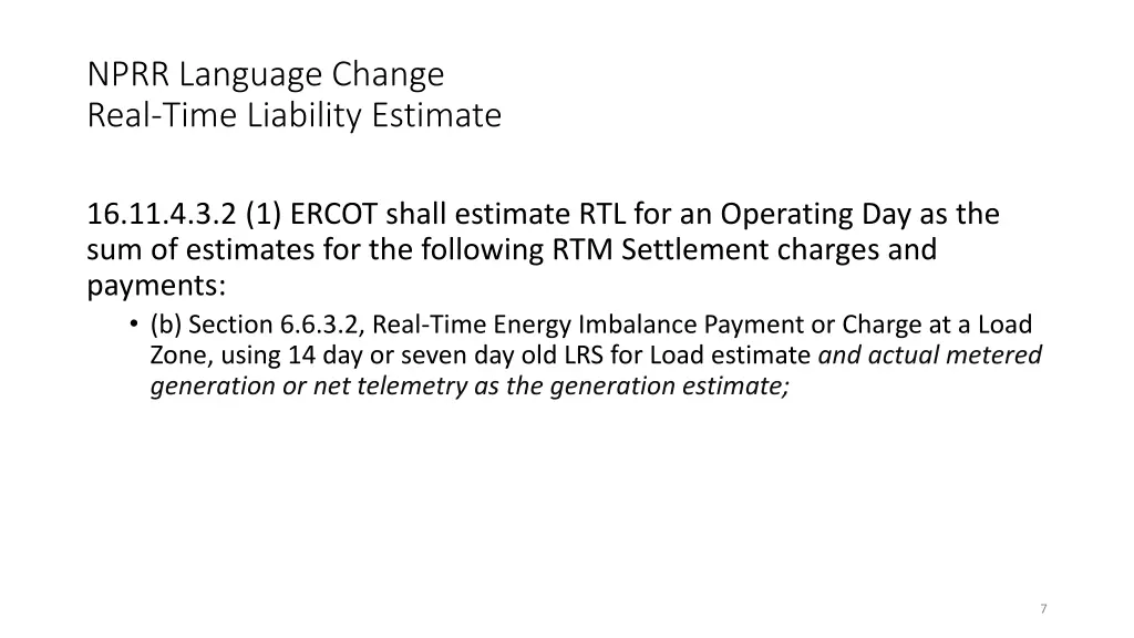nprr language change real time liability estimate