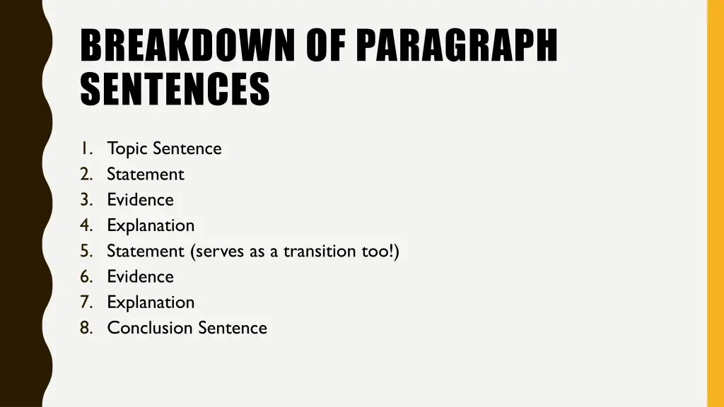 breakdown of paragraph sentences