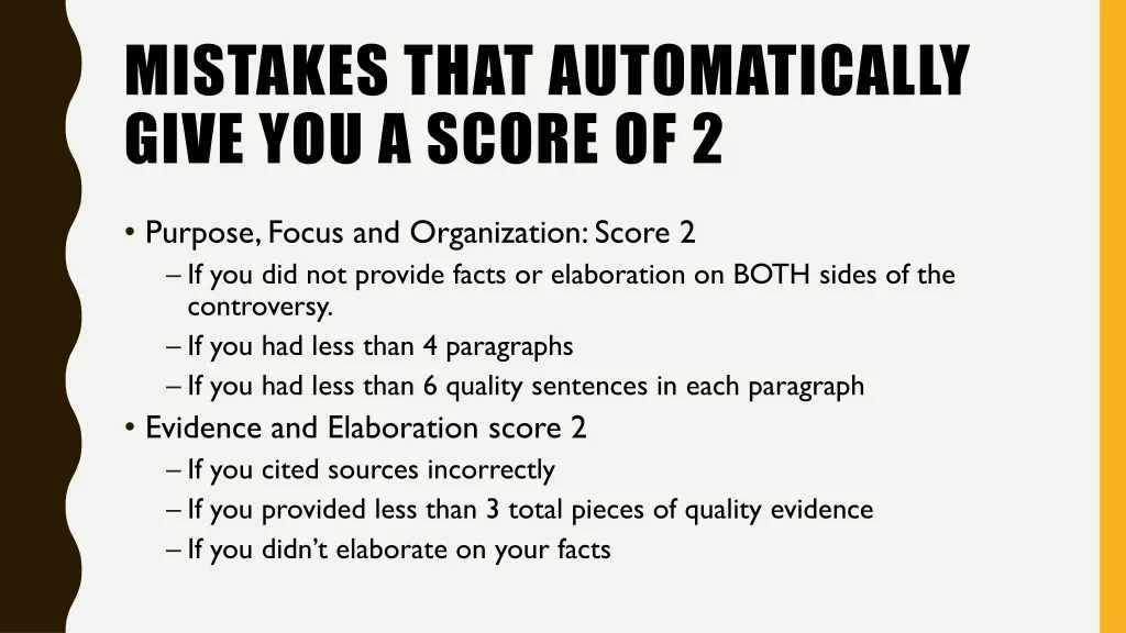 mistakes that automatically give you a score of 2