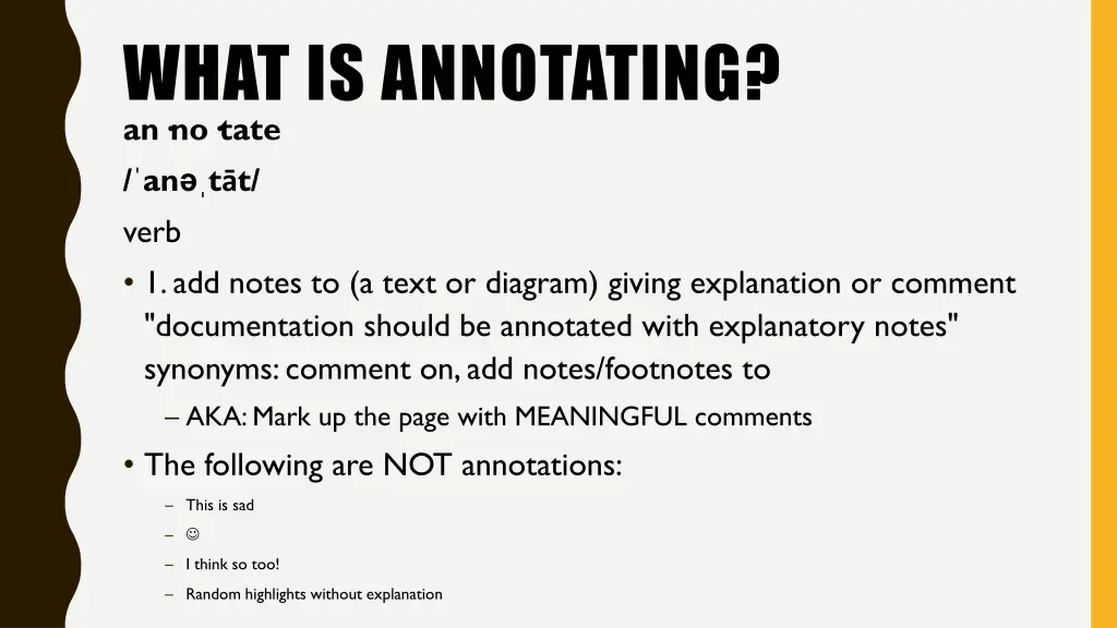 what is annotating an no tate an t t verb