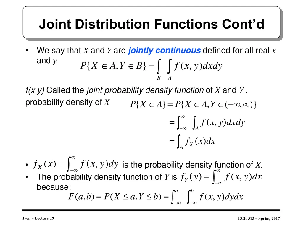 joint distribution functions cont d 1