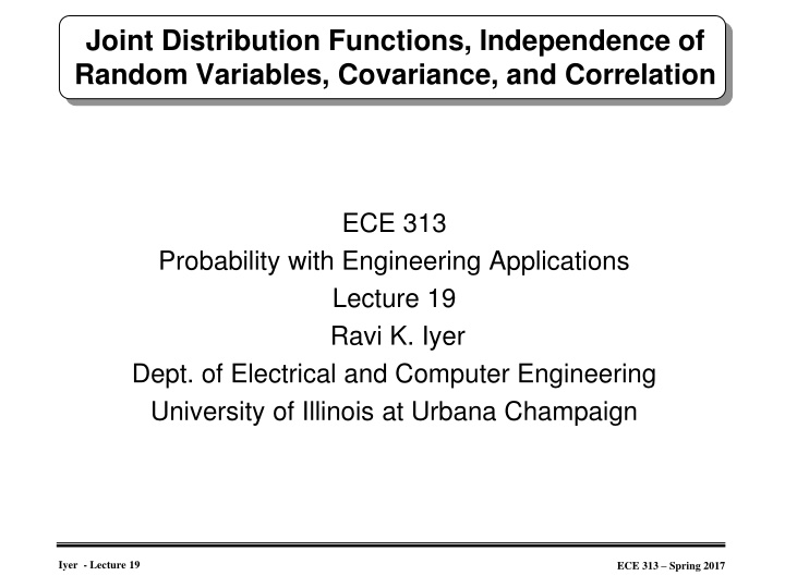 joint distribution functions independence