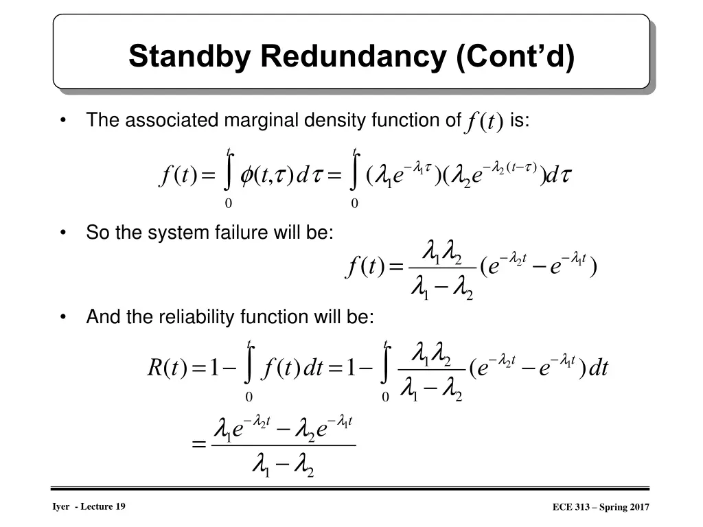 standby redundancy cont d 1