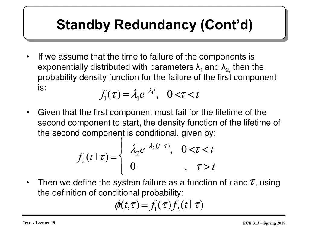 standby redundancy cont d