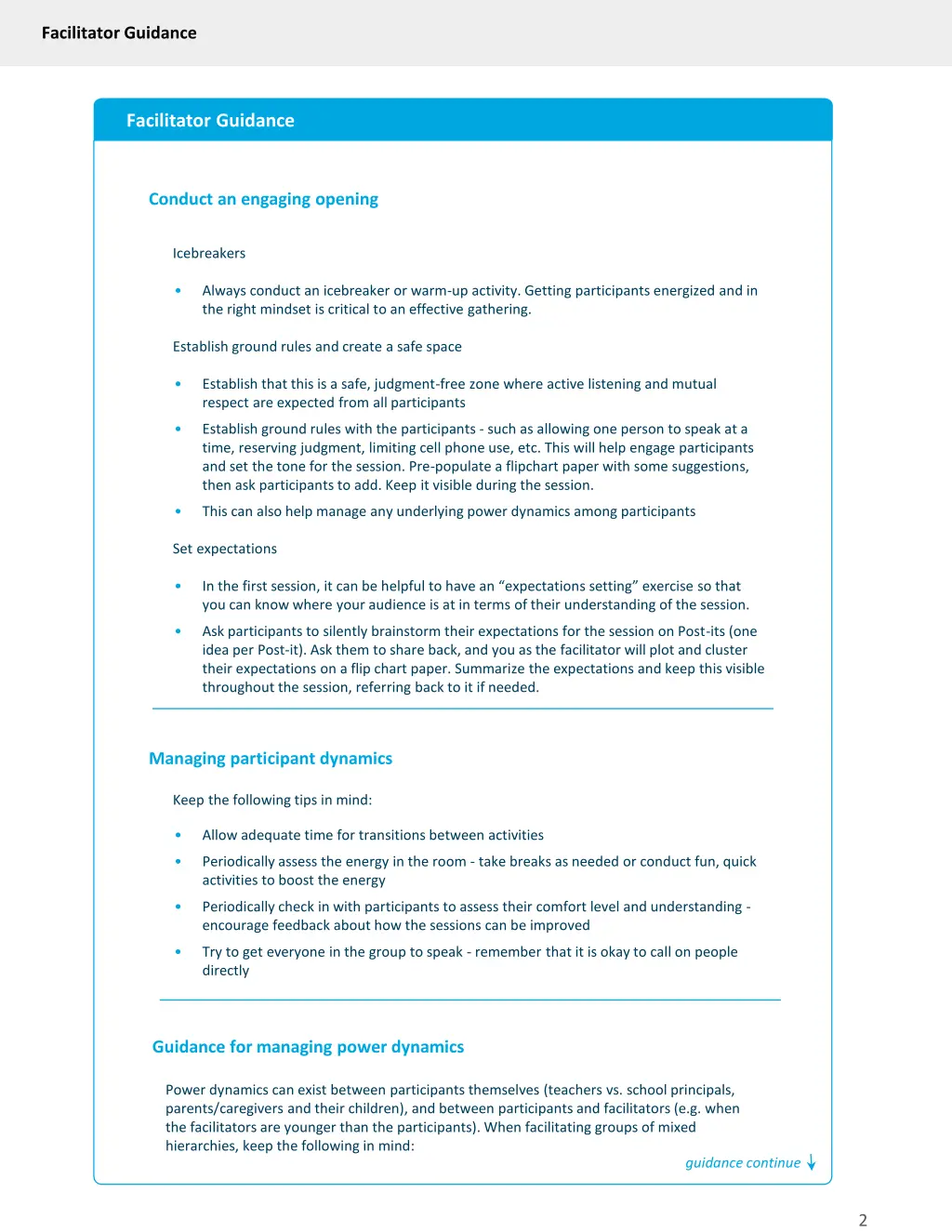 facilitator guidance 1