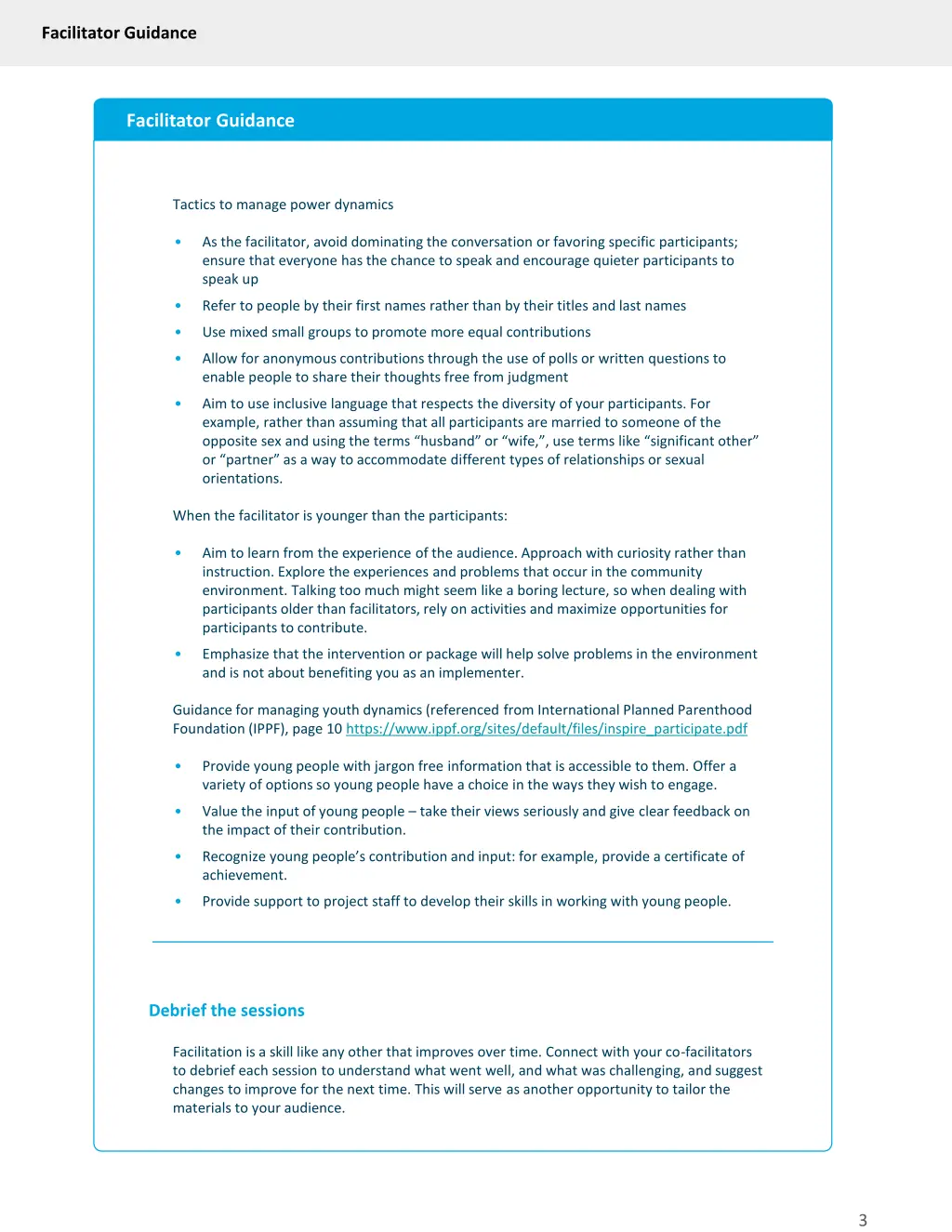 facilitator guidance 2