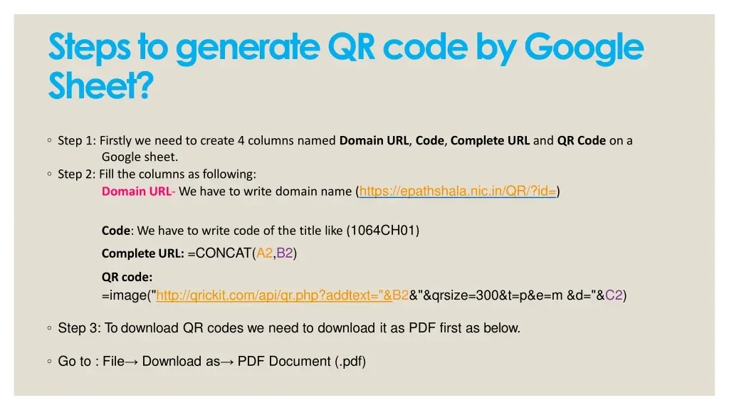 steps to generate qr code by google sheet