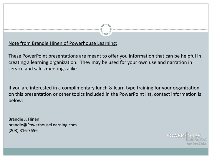 note from brandie hinen of powerhouse learning
