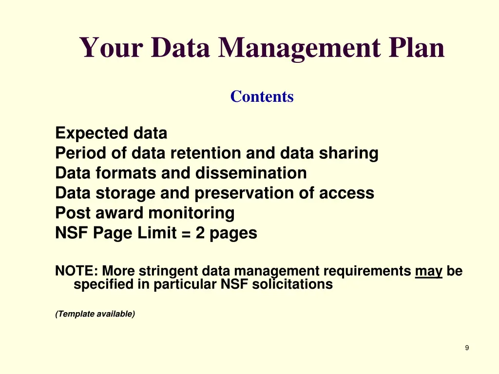 your data management plan
