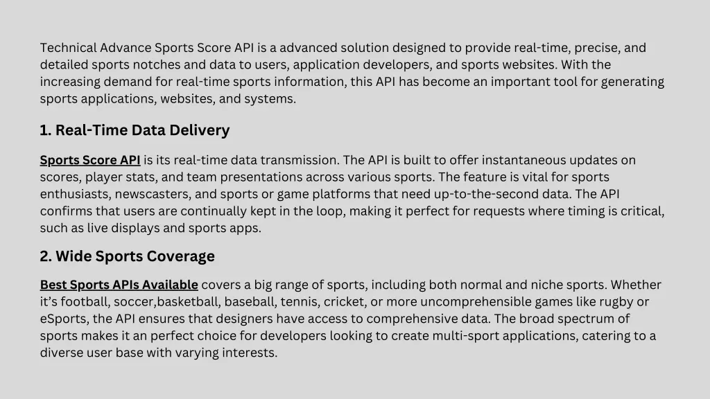 technical advance sports score api is a advanced