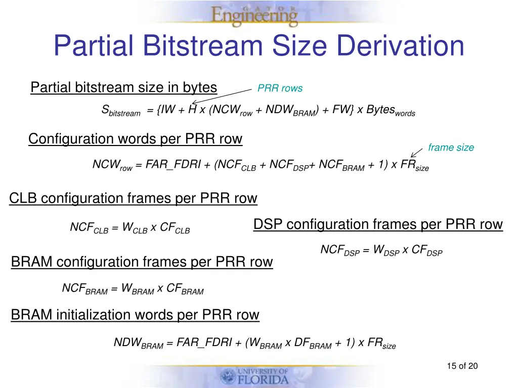 partial bitstream size derivation