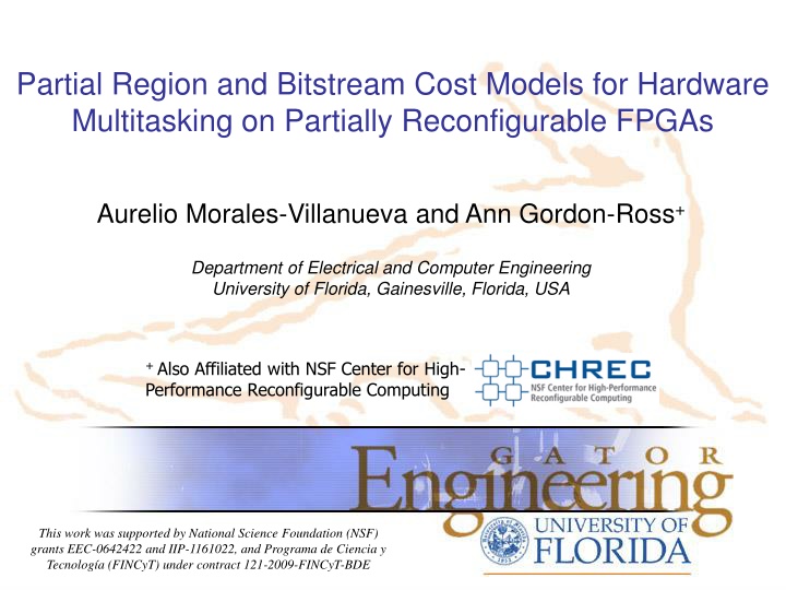 partial region and bitstream cost models