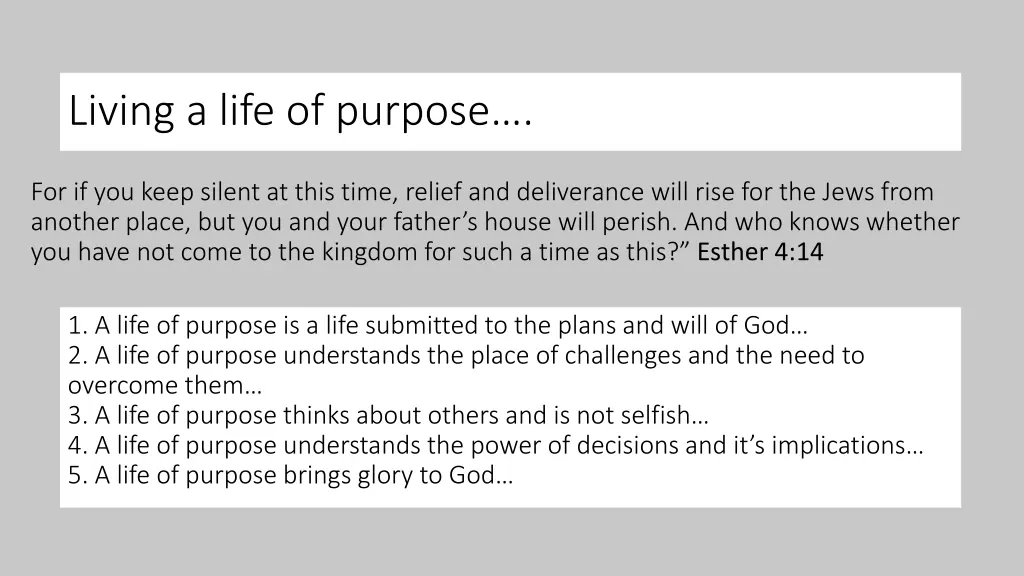 living a life of purpose 1