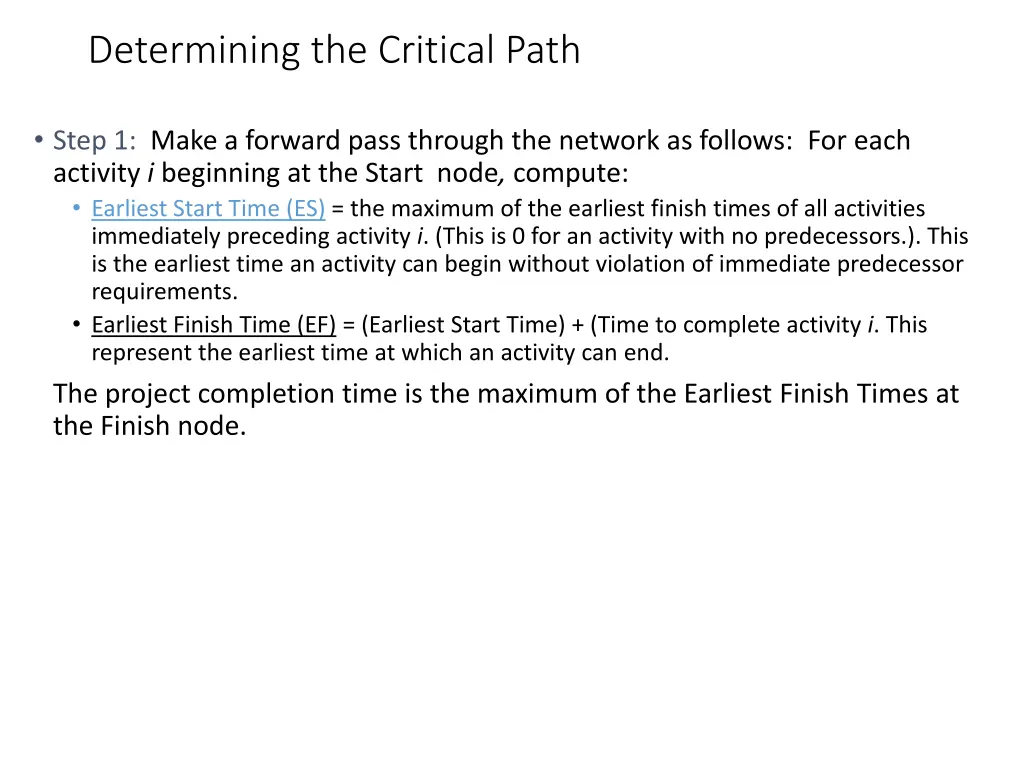determining the critical path