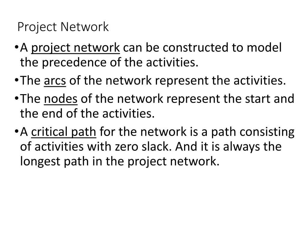 project network a project network