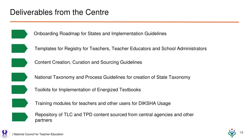 deliverables from the centre
