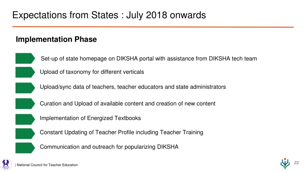 expectations from states july 2018 onwards