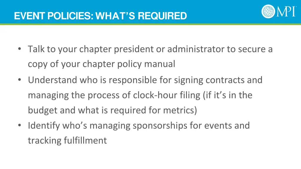 event policies what s required