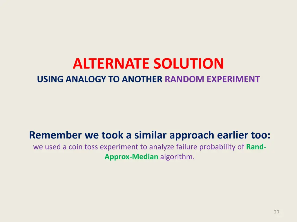 alternate solution using analogy to another