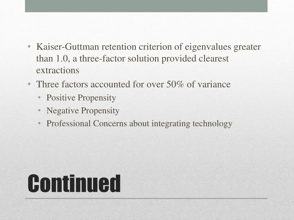 kaiser guttman retention criterion of eigenvalues