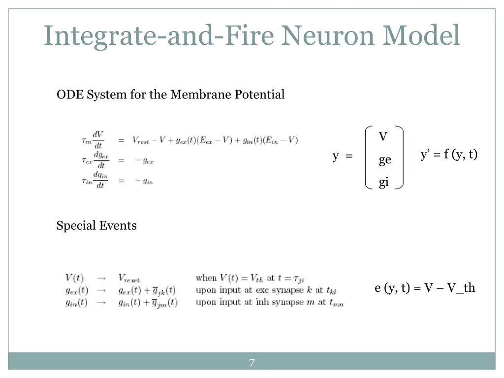 integrate and fire neuron model