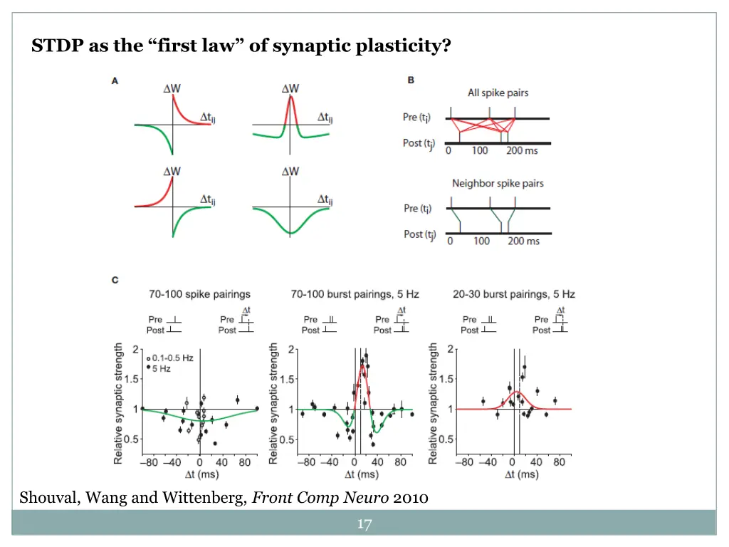 stdp as the first law of synaptic plasticity