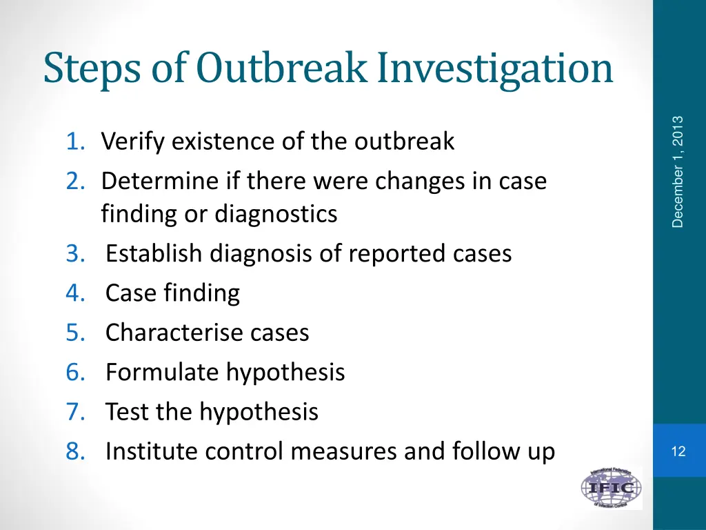 steps of outbreak investigation
