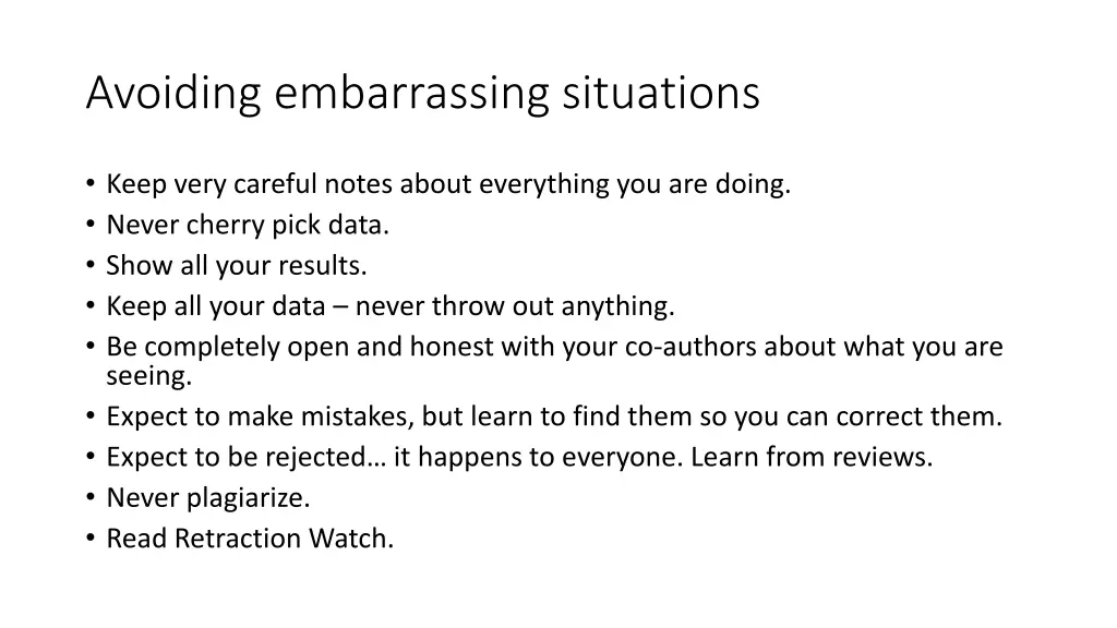 avoiding embarrassing situations