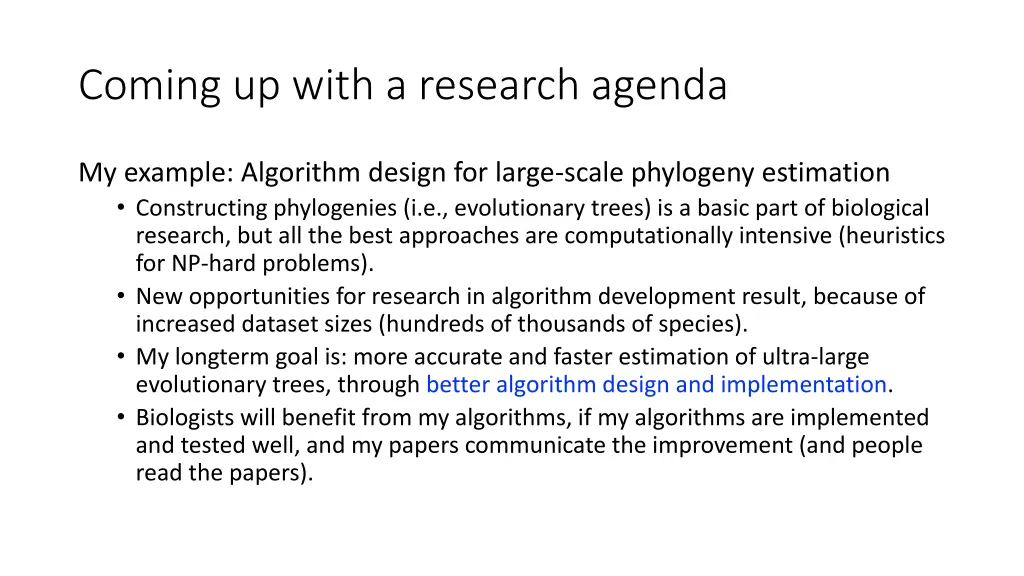 coming up with a research agenda 1