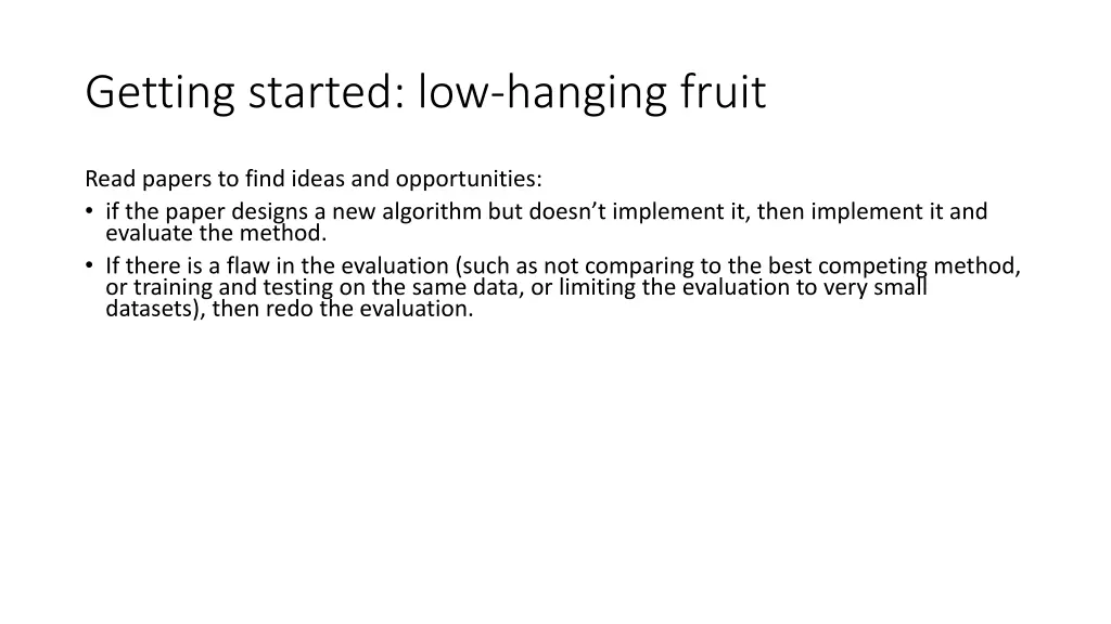 getting started low hanging fruit 2