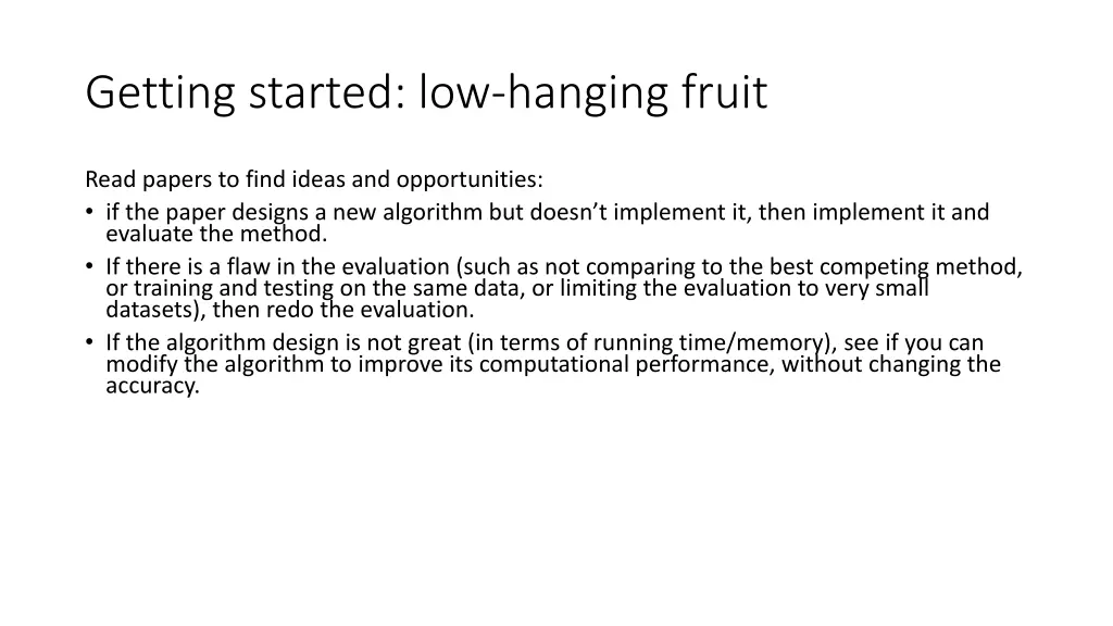 getting started low hanging fruit 3