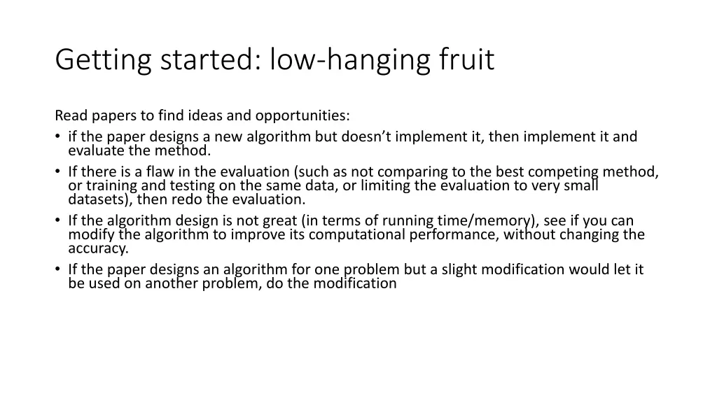 getting started low hanging fruit 4