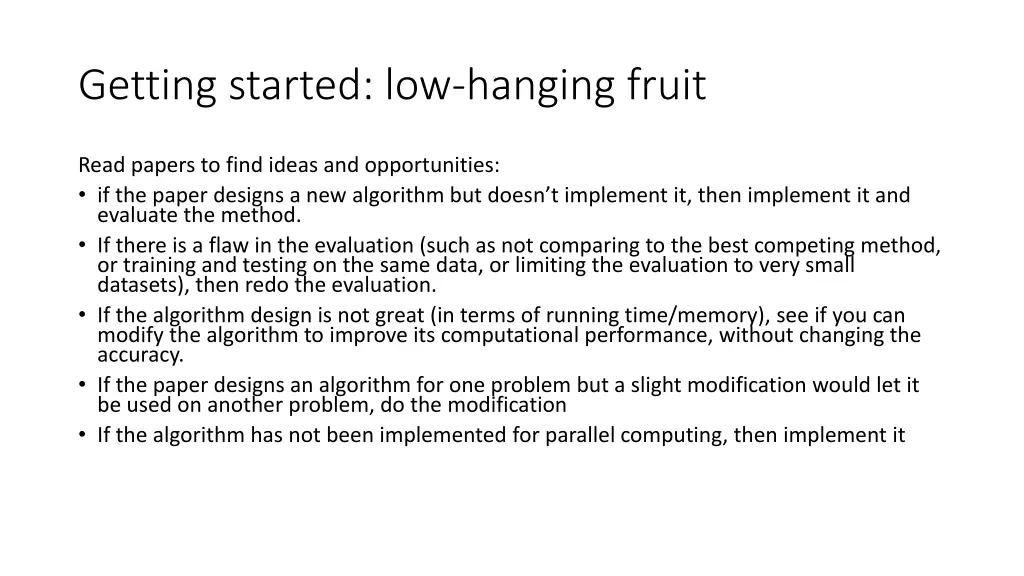 getting started low hanging fruit 5