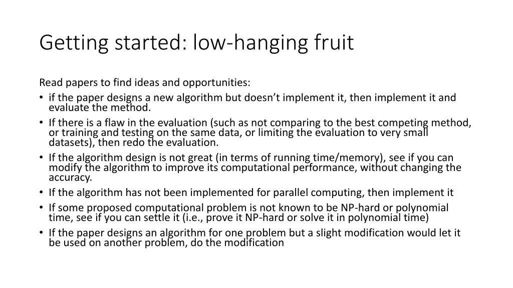 getting started low hanging fruit 6