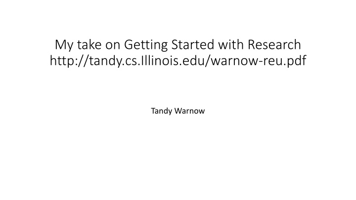 my take on getting started with research http