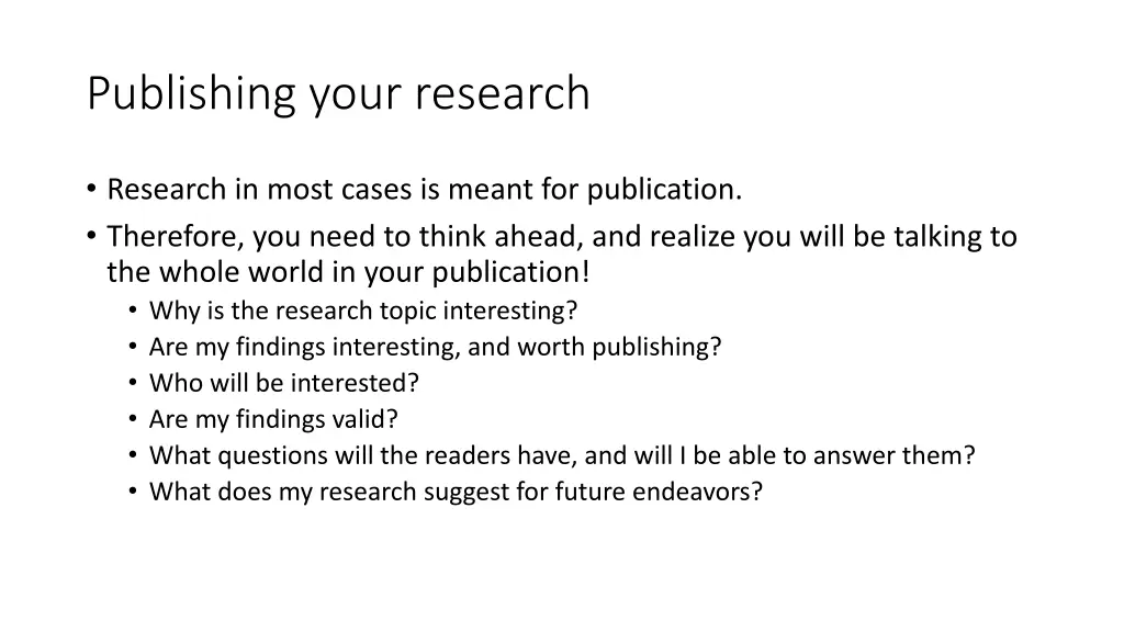publishing your research