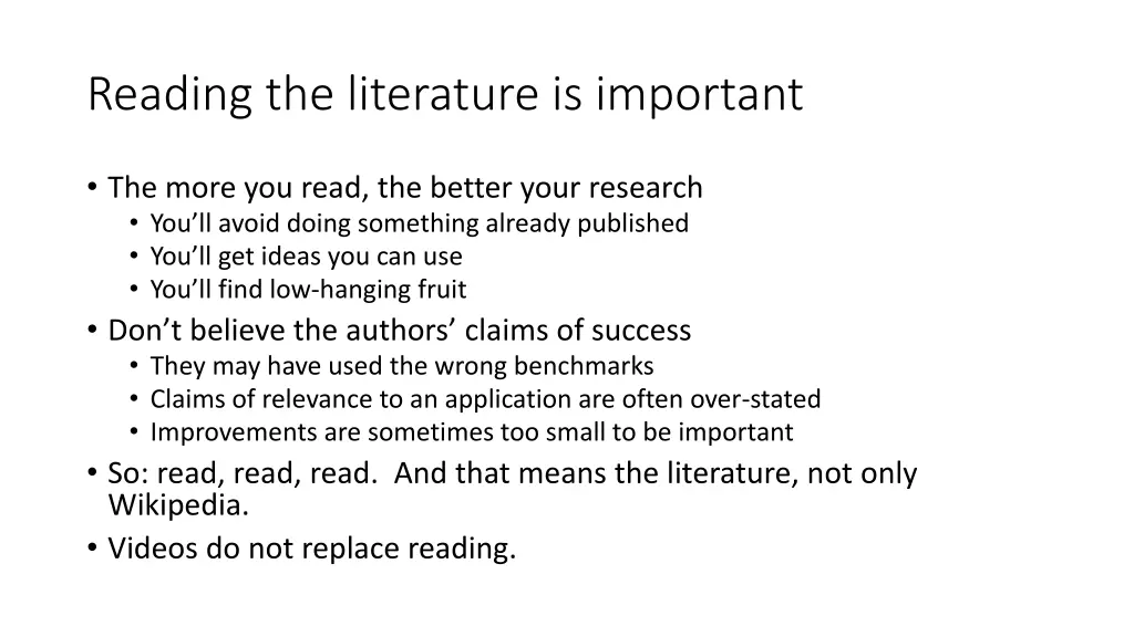 reading the literature is important