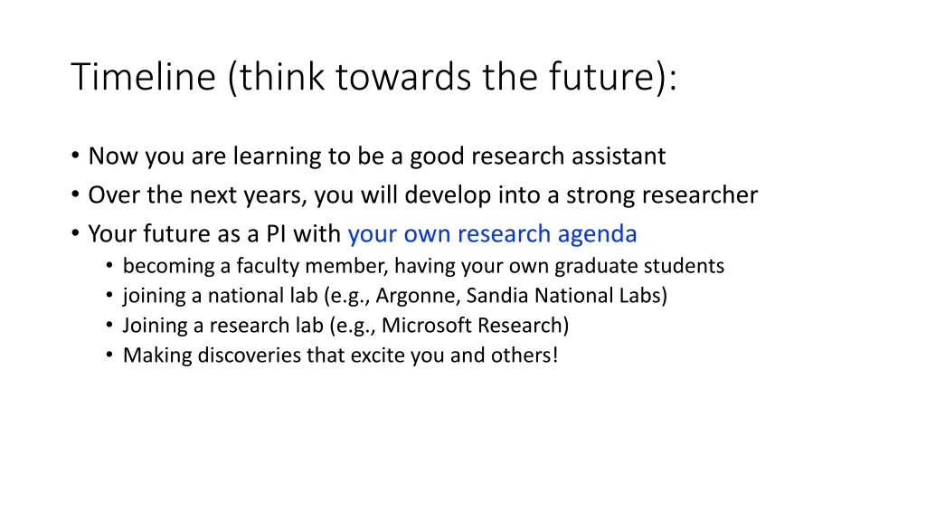 timeline think towards the future