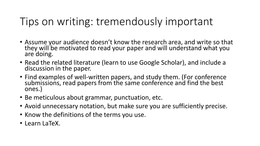 tips on writing tremendously important