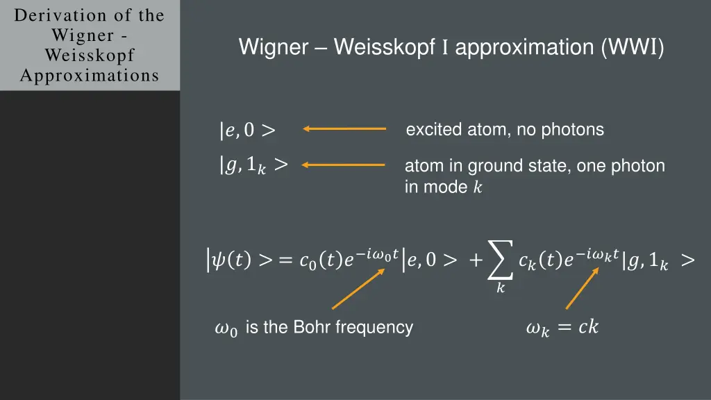 derivation of the wigner weisskopf approximations