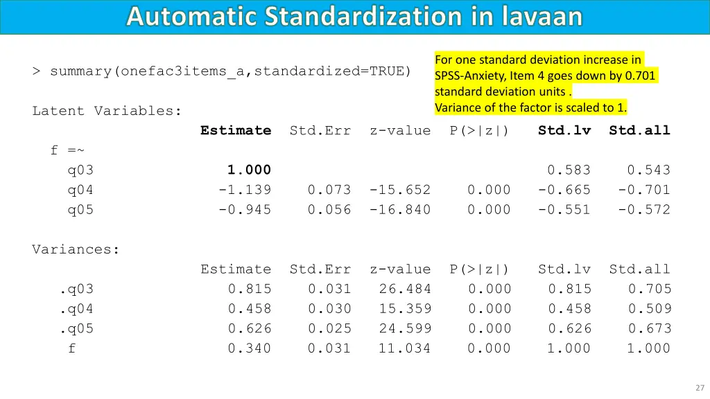 automatic standardization in lavaan
