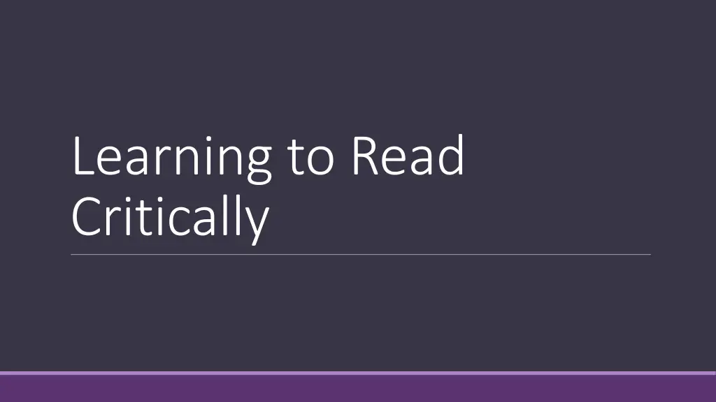 learning to read critically