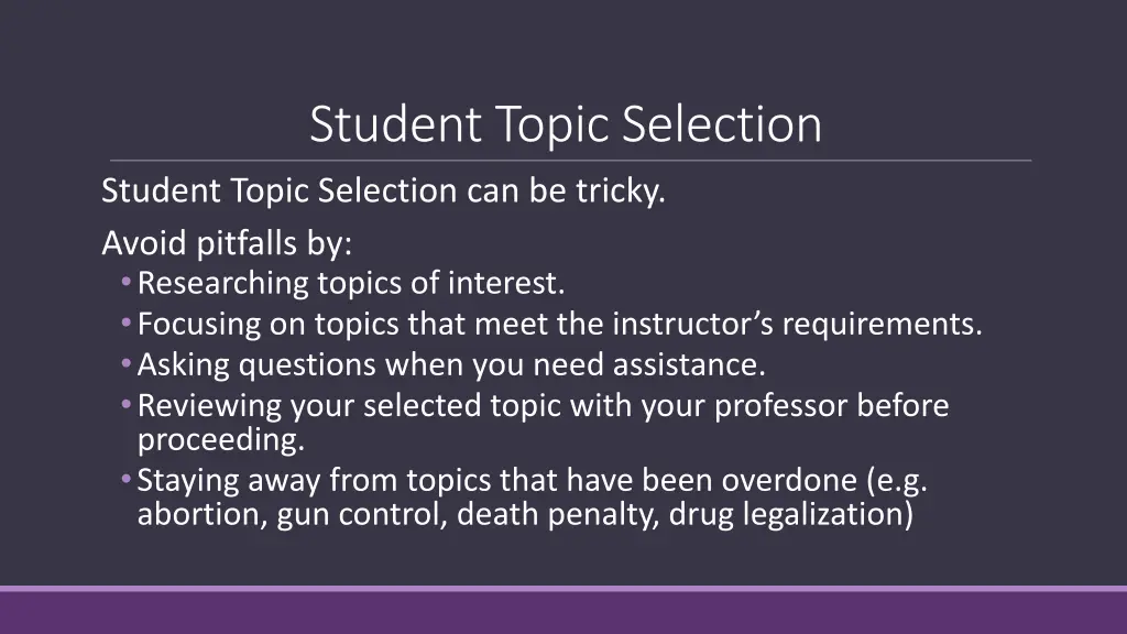 student topic selection student topic selection