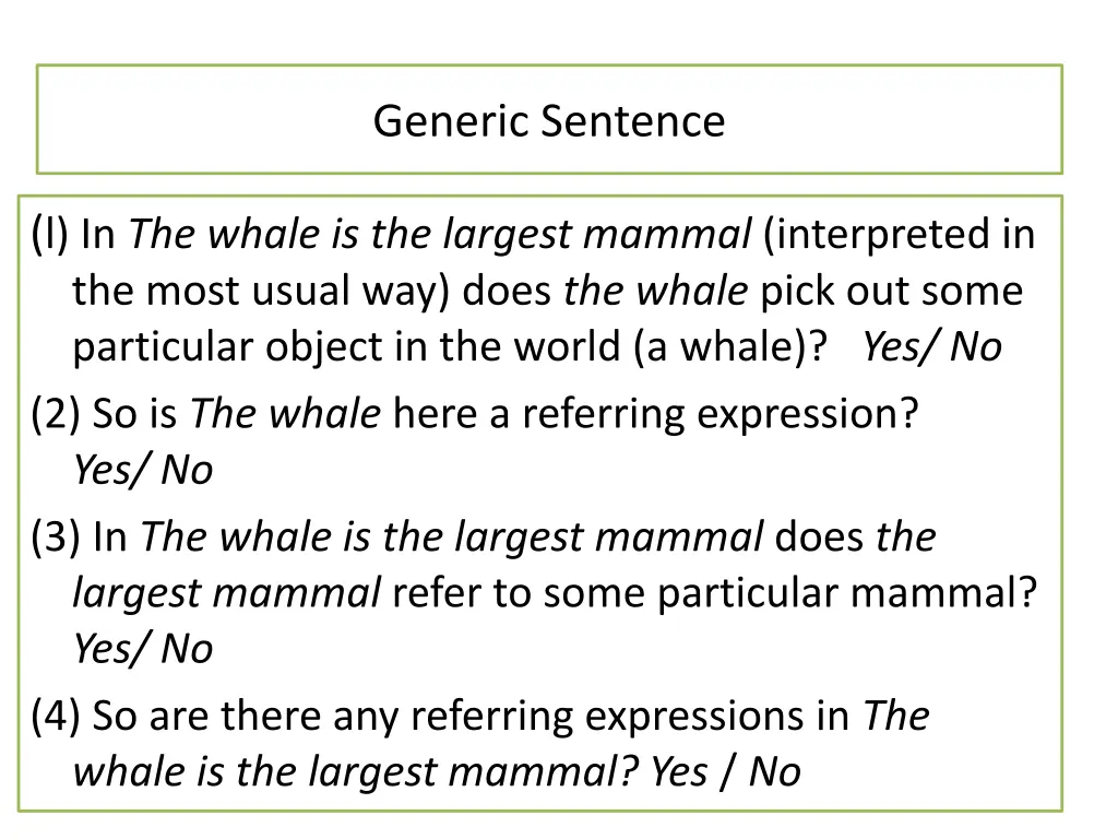 generic sentence