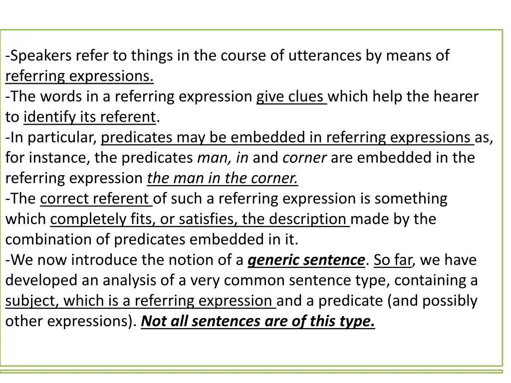 speakers refer to things in the course