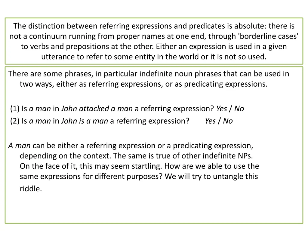 the distinction between referring expressions