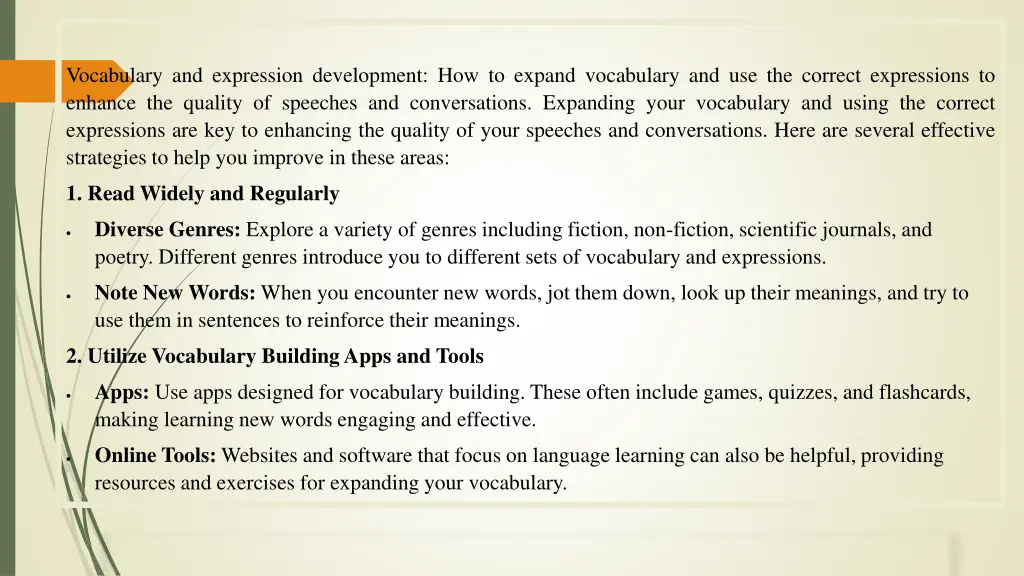 vocabulary and expression development 1